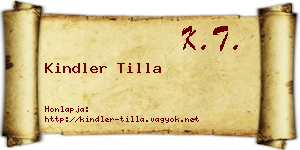 Kindler Tilla névjegykártya